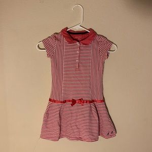 Nautica girls’ pink and white striped dress